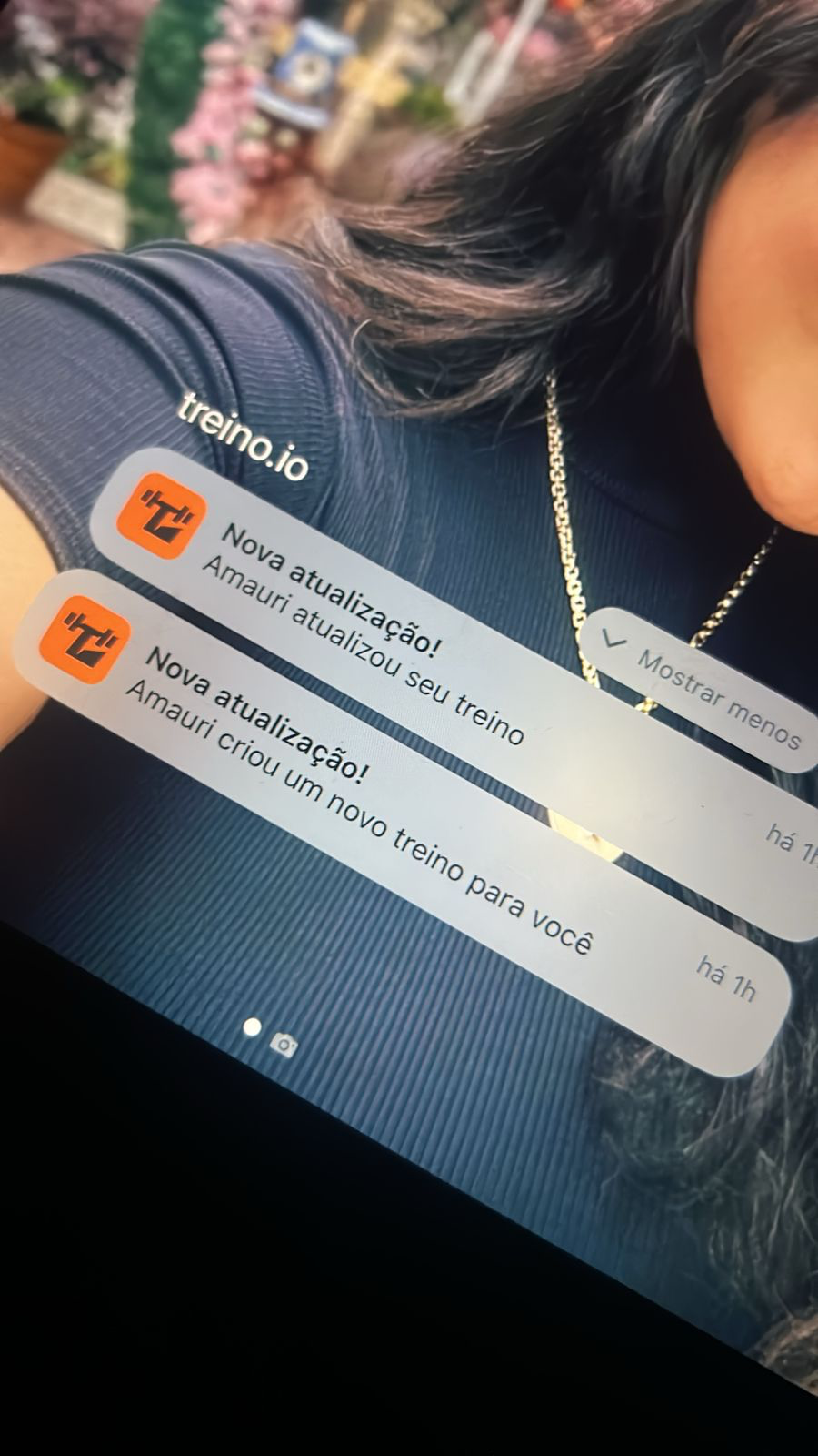 Notificação do app Treino IO mostrando atualização de treino